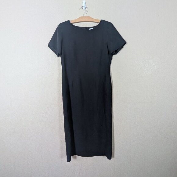 Vtg 90s Victoria Holley Black 100% Silk Maxi Dress Size 12 Minimalist Classic - Picture 1 of 8